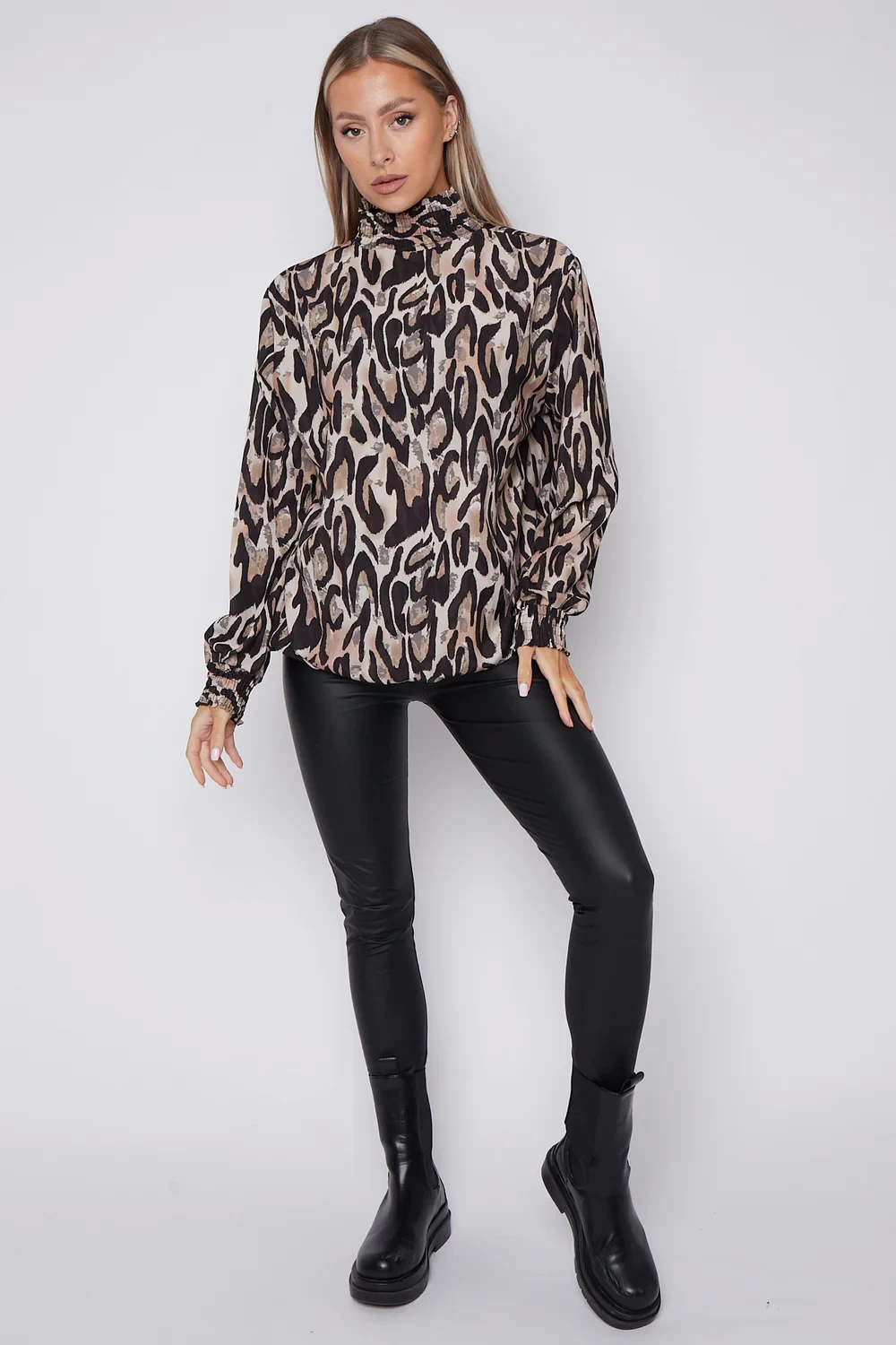 LEOPARD HIGHNECK BLOUSE