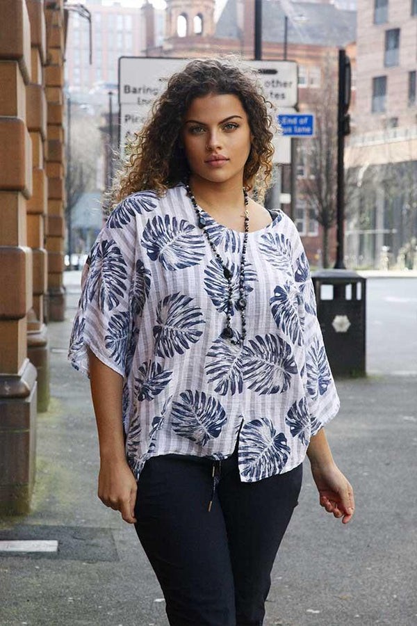 Cotton Palm Leaf Kaftan Top