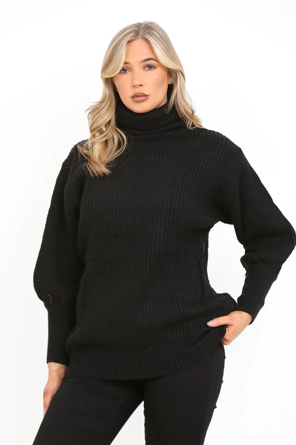 BUBBLE SLEEVE ROLL NECK JUMPER