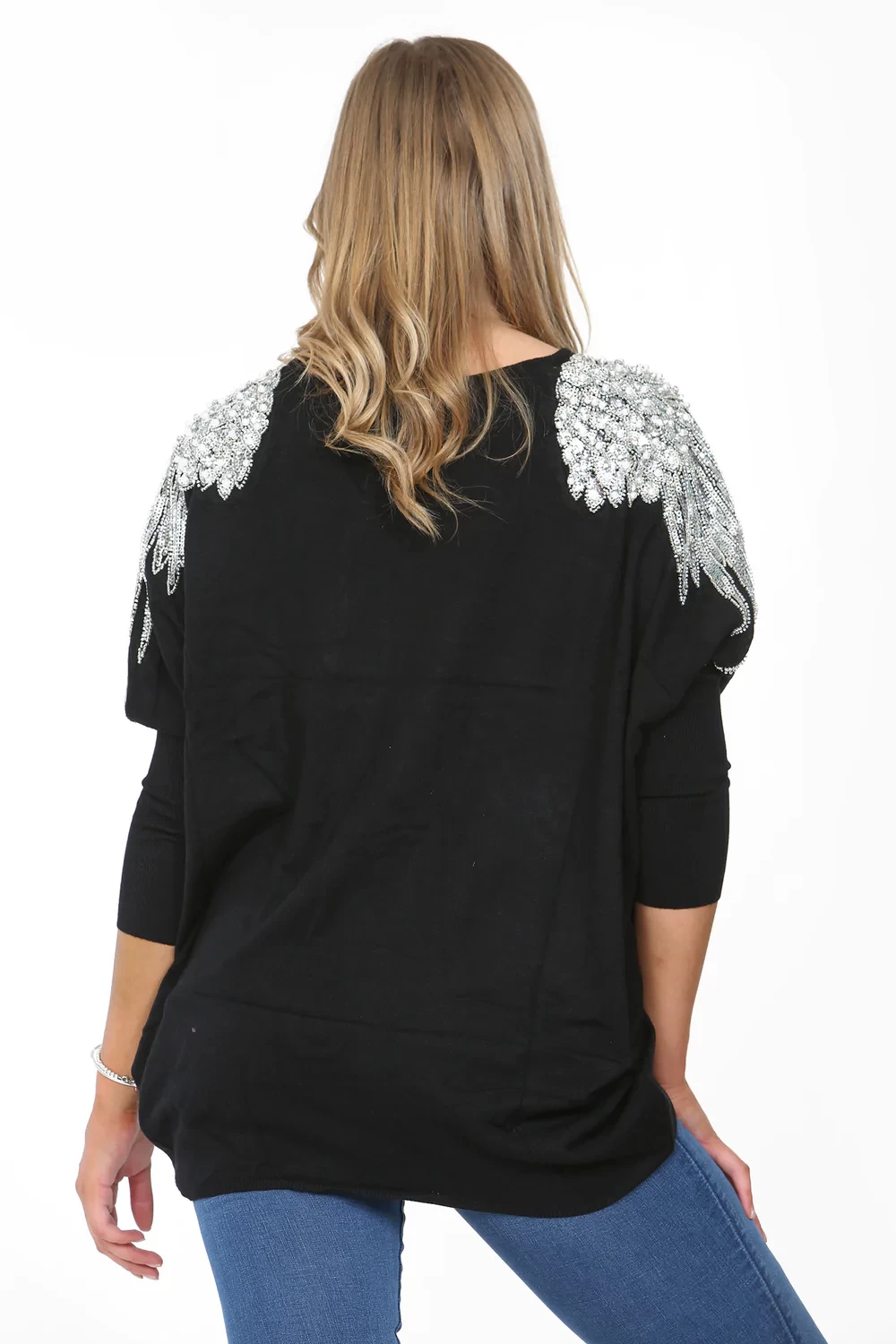 SHOULDER WING EMBELLISHED JUMPER