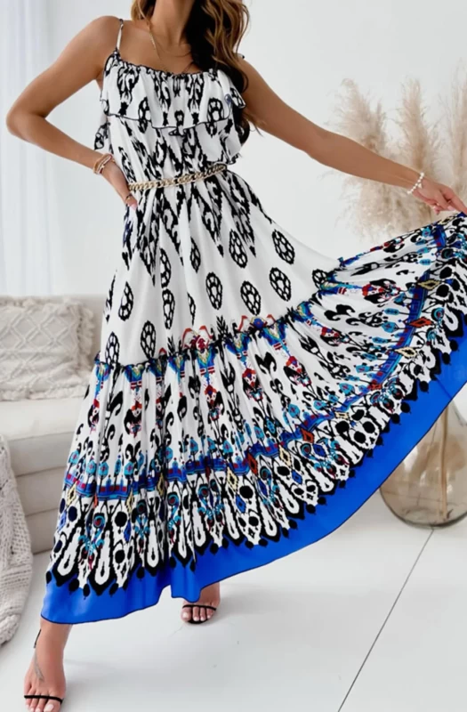 KHALEESI AZTEC PRINT MAXI DRESS