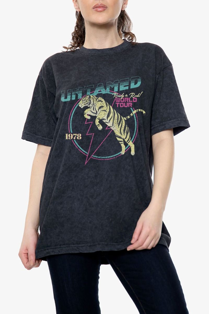 Untamed Tiger Distressed Print Oversized T-Shirt