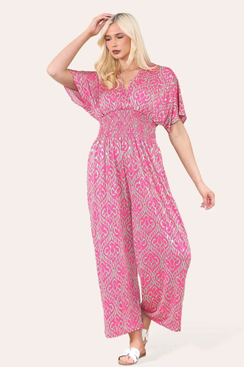 TILE PRINT JUMPSUIT - PINK