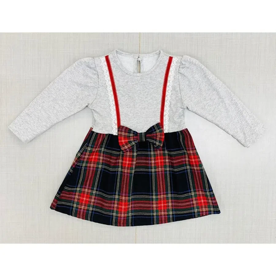 Baby Girls Full Sleeve Tartan Bow Dress (12-36M)