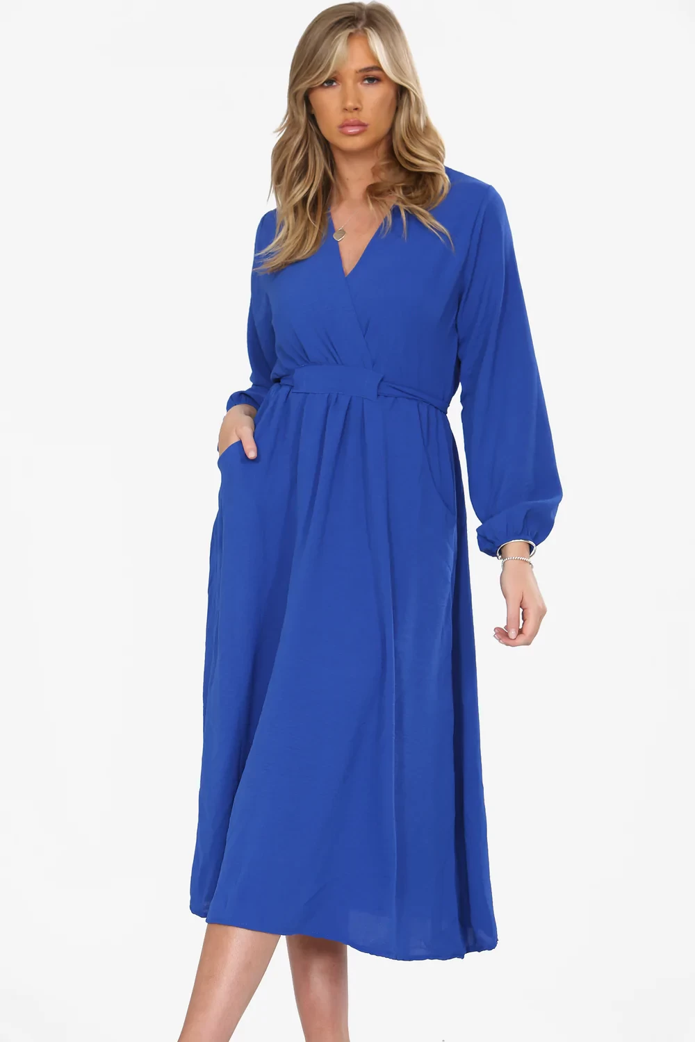 POCKET DETAIL LONG SLEEVE DRESS