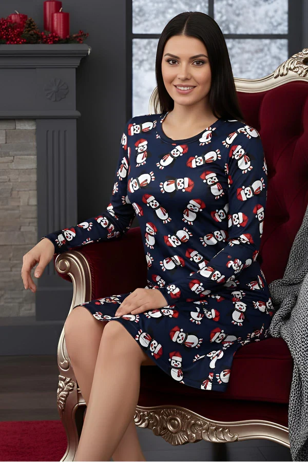 Santa Hat Penguin Xmas Swing Dress