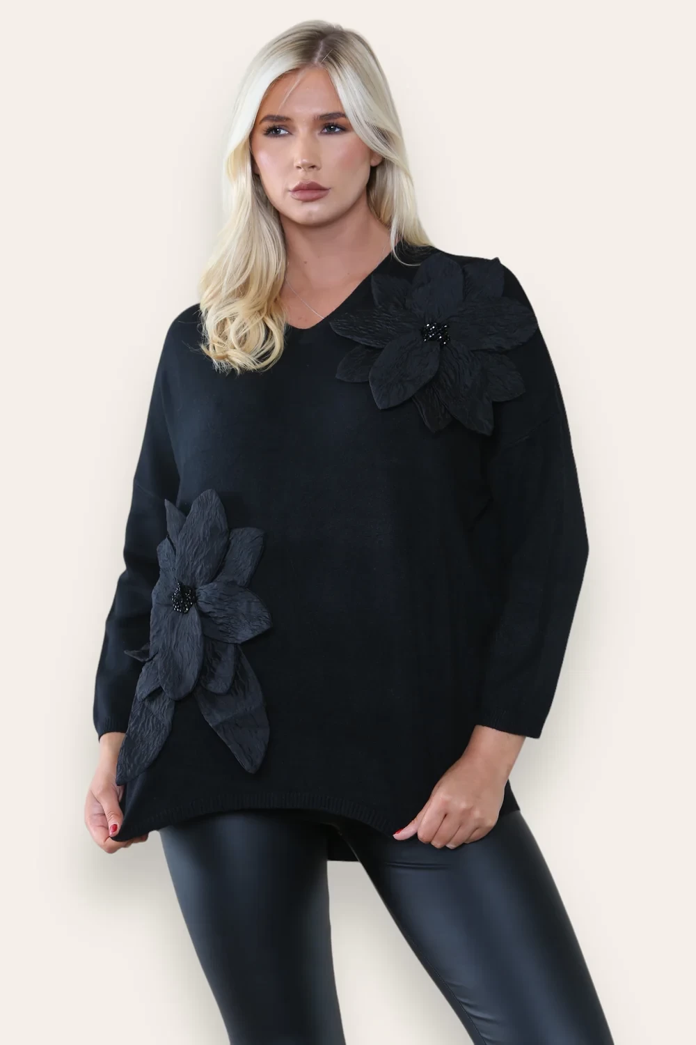 FLOWER PATCH JUMPER - BLACK