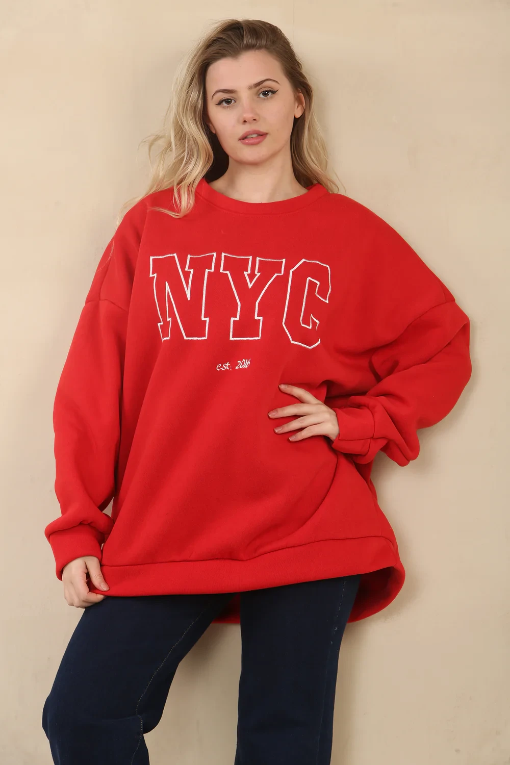 OVERSIZED NYC SLOGAN SWEAT