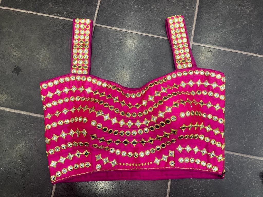 Hevi Thread zari With Sequence Embroidery Work+ Real Mirror Hand Work Saree blouse