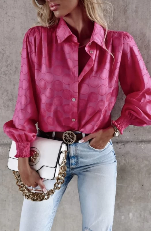 SERINA GEO PRINT SATIN BLOUSE TOP SHIRT