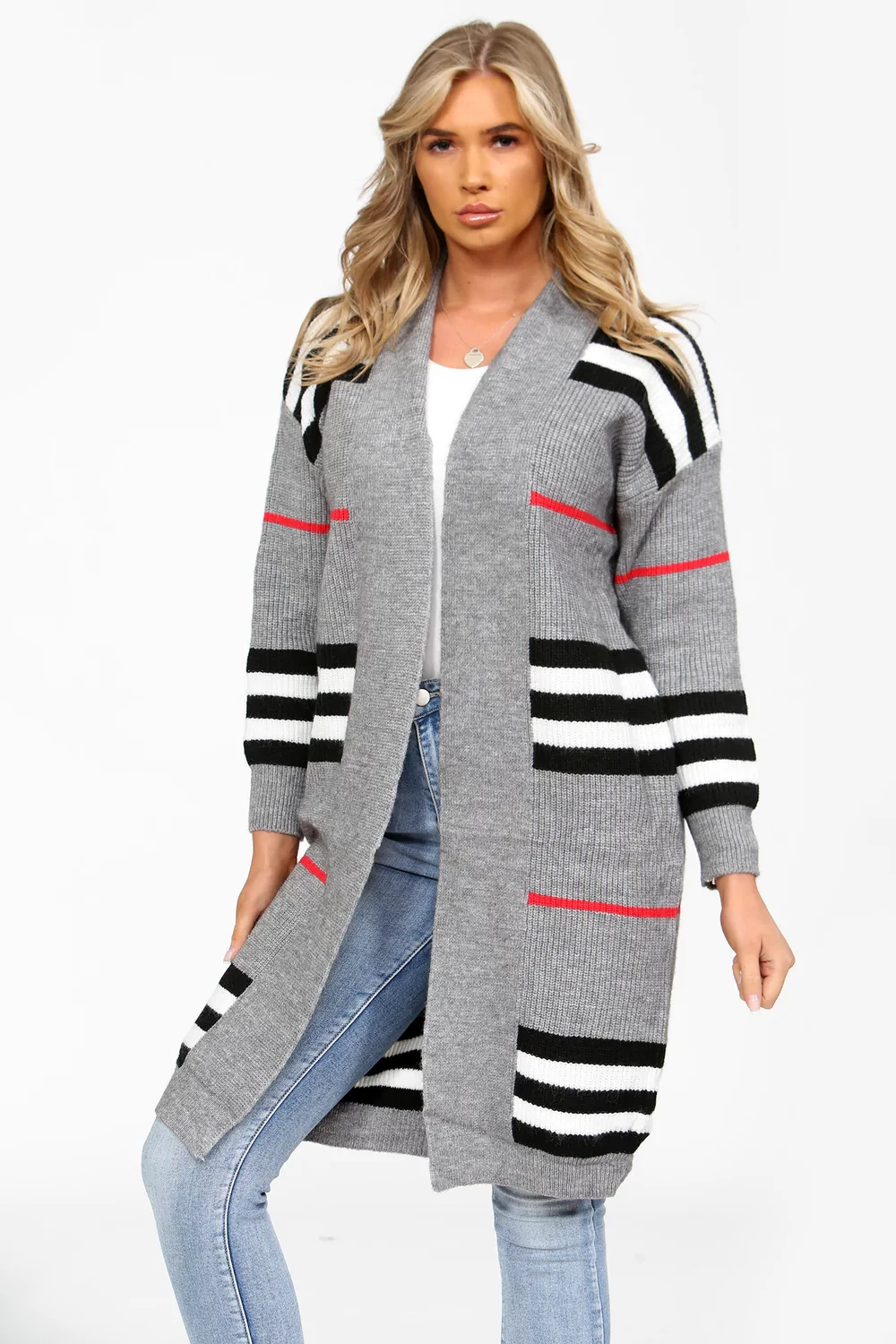 CHECK LONGLINE CARDIGAN