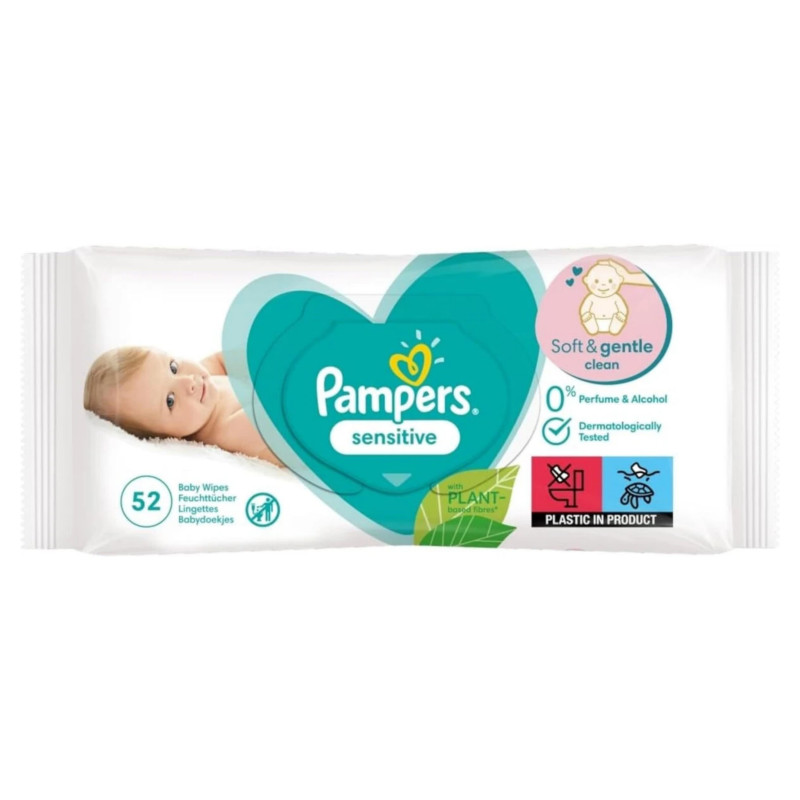 Pampers Sensitive Soft and Gentle Clean Wipes 52Pack