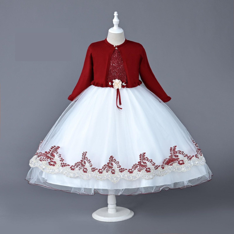 Girls 2pc Sequins Floral Party Dress & Cardigan Set (4-14Y)