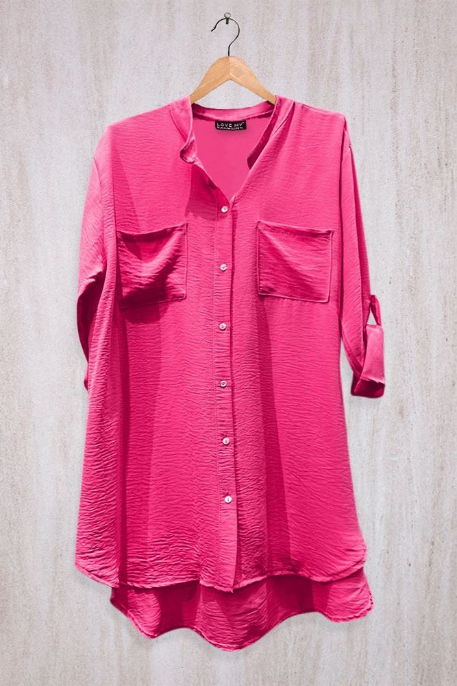 Plain Textured Button Chest Pocket Shirt