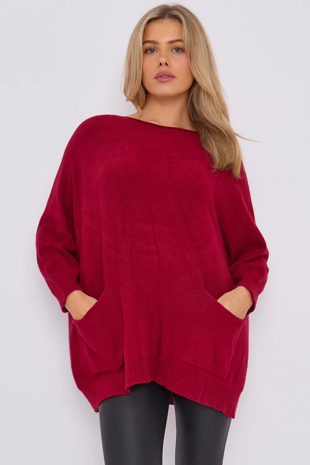 BAILEY POCKET OVERSIZED JUMPER - WINE