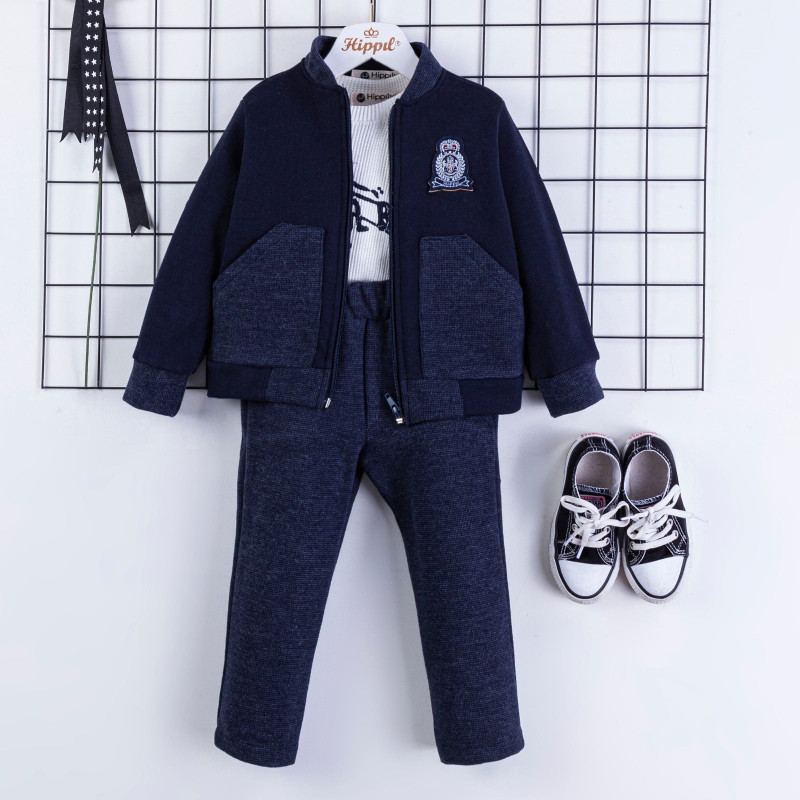Boys Three Piece Zip Cardigan Set (2-4Y)