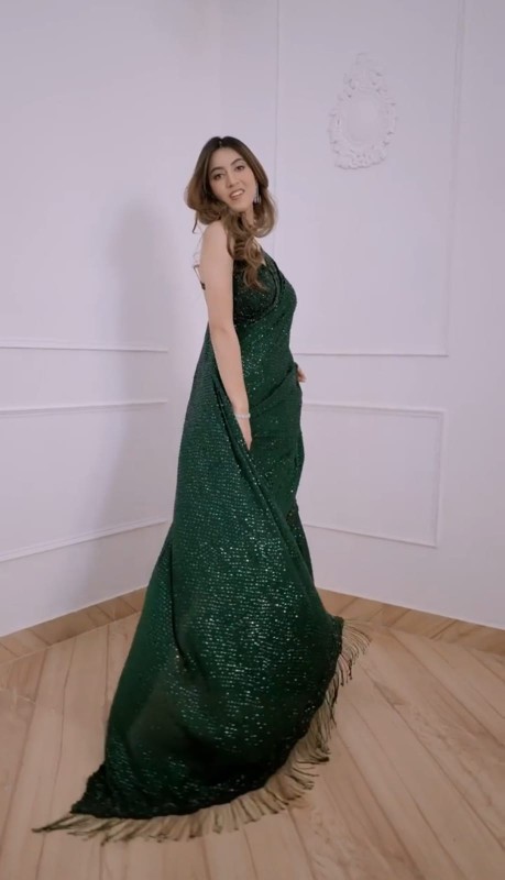 BEAUTIFUL HEAVY MULTY THREAD & SEQUINS EMBRODERY CUTWORK LACE BORDER SAREE