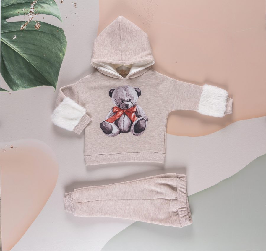 Girls Teddy Bear Fur Trim Tracksuit (1-4Y)
