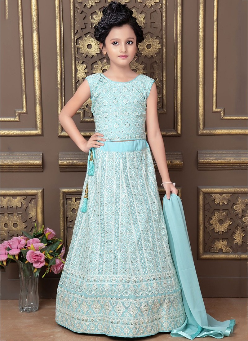 Saanvi Lucknowi Multi Sequins Kids Readymade Lehenga Cholis Collection