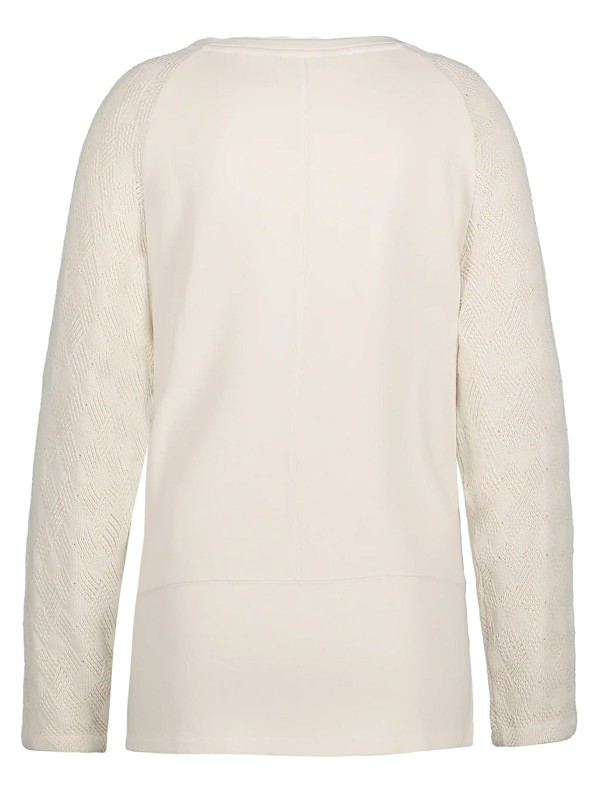 ULLA POPK3N LIGHT-YELLOW Fancy Knit Sleeve Round Neck Sweatshirt