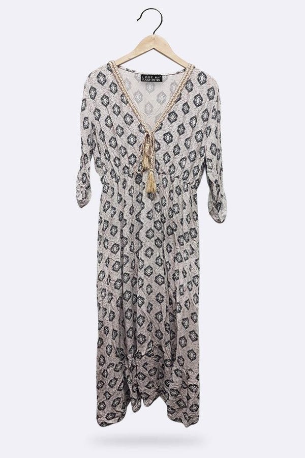 Italian Lips Print Maxi Dress