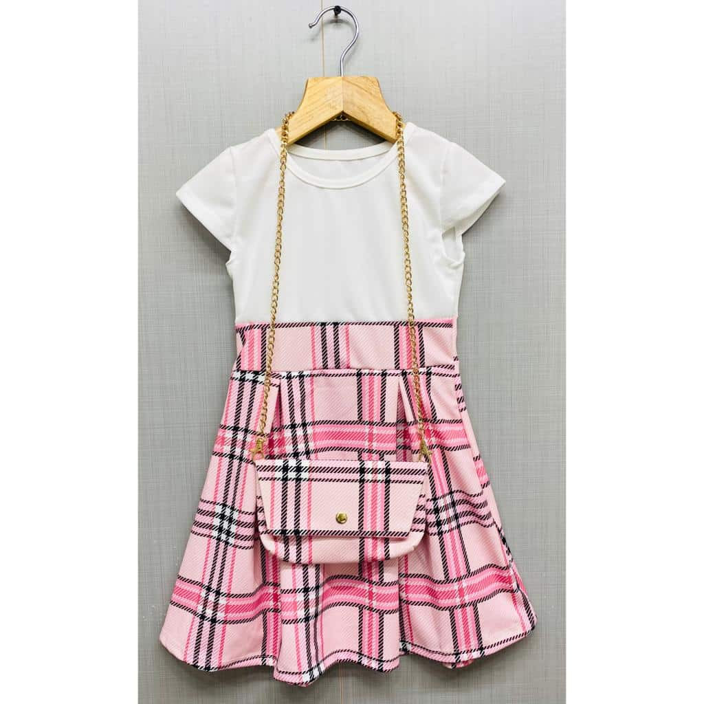 Girls Checked Dress with Purse (4-14Y)