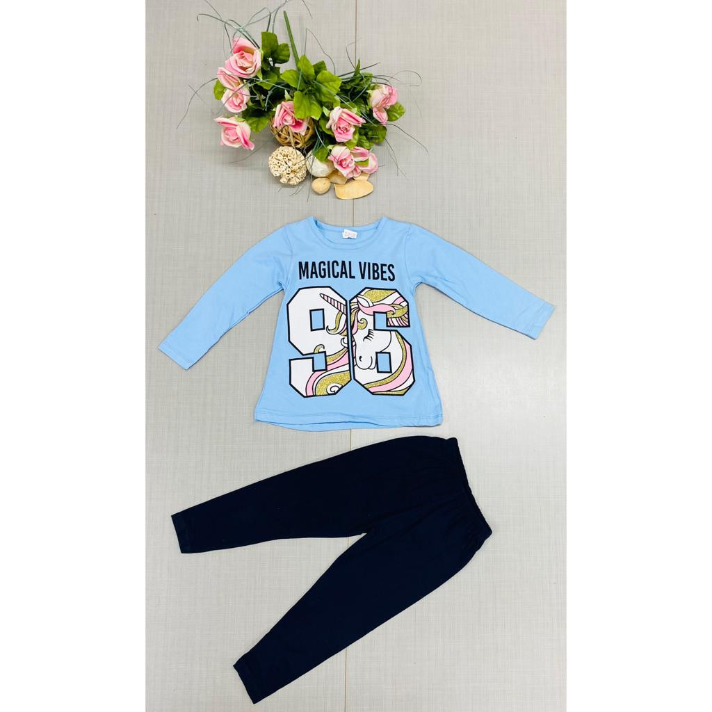 Girls “MAGICAL VIBES” Glitter Print Legging Set (3-6Y)