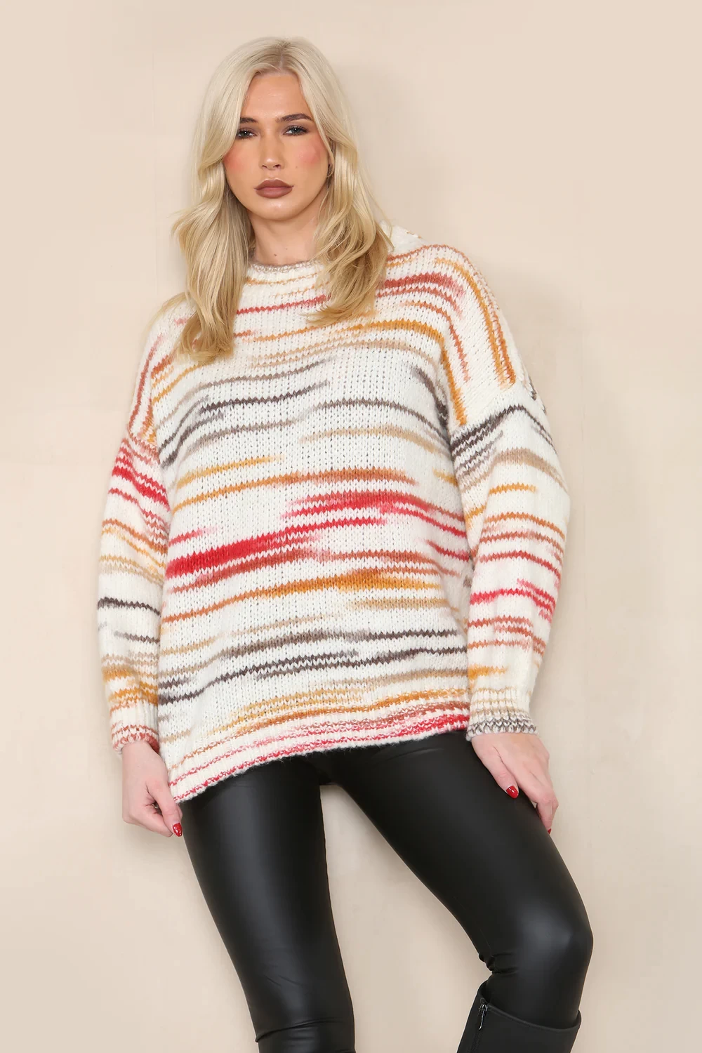WOOLEN PATTERN JUMPER - BEIGE