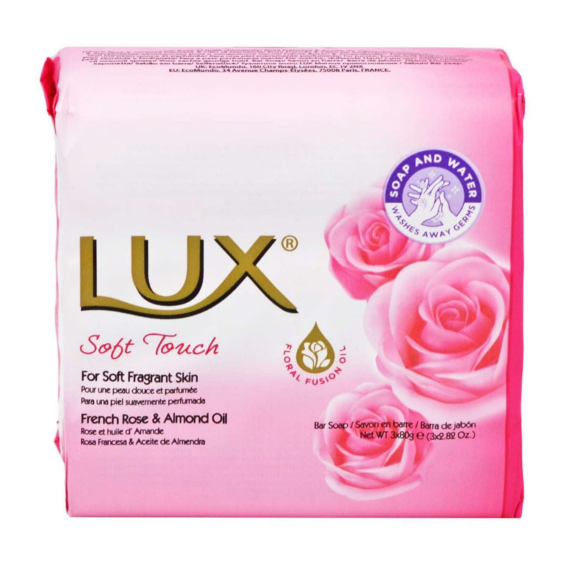 Lux Soft Touch French Rose and Almond Oil Long-Lasting Bar Soap 3x80g