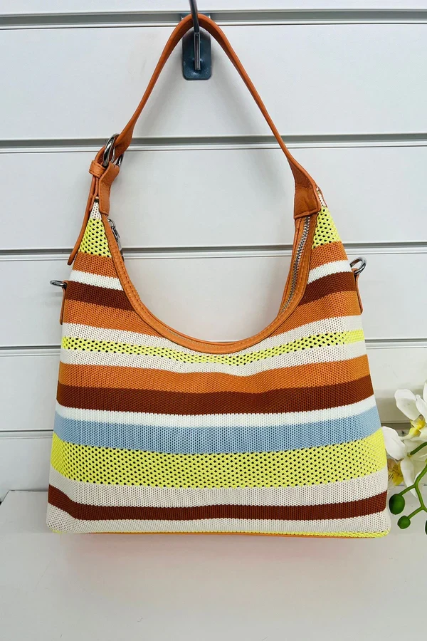 Multicolor Knitted Hobo Shoulder Bag