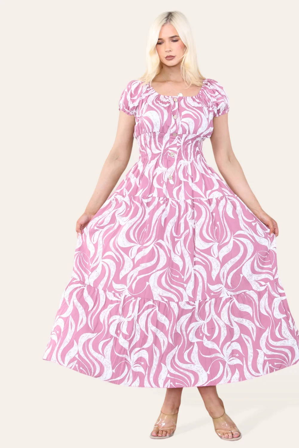 PRINTED BUTTON MAXI -