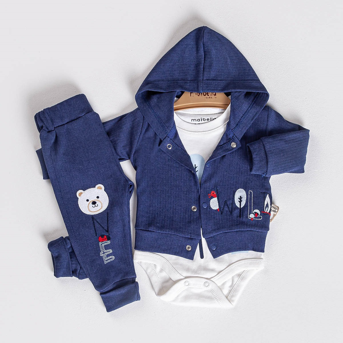 Baby Boys Three Piece Teddy Print Set (1-12M)