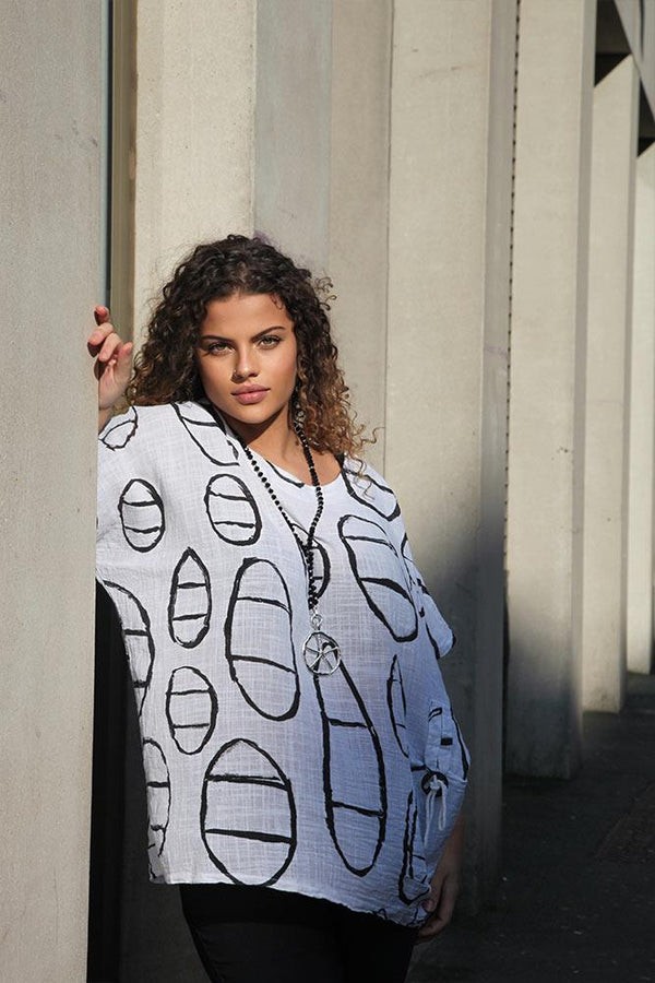Italian Cotton Oval Print Kaftan Top