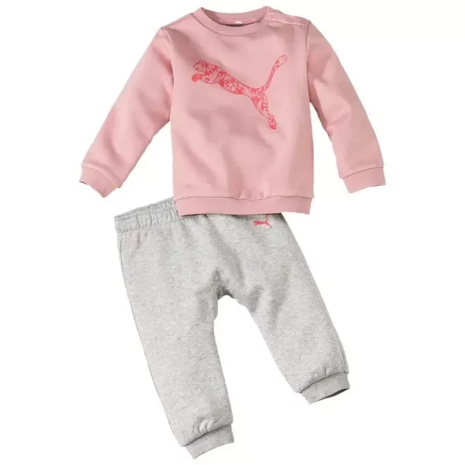 PUMA MINICATS CREW BABY JOGSET PINK GREY
