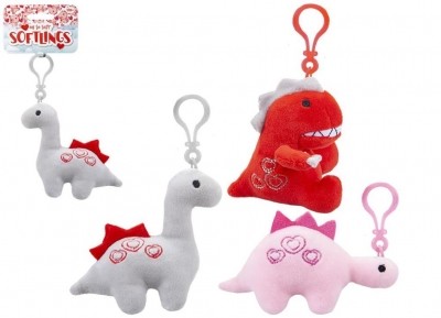 OH SO SOFT CLIP ON LOVE DINOSAUR 10CM 3 ASSORTED