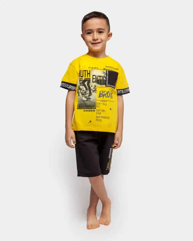Boys ‘AUTHENTIC’ T-Shirt & Shorts Set (5-8Y)