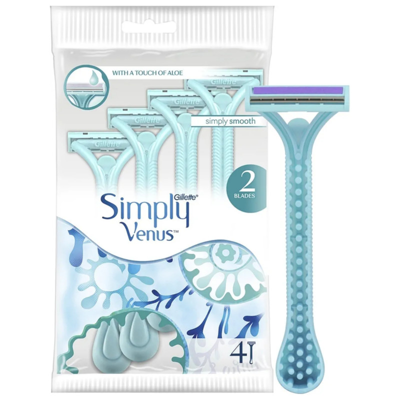Gillette Simply Venus Women's Disposable Razors With 2 Blades 4Pack