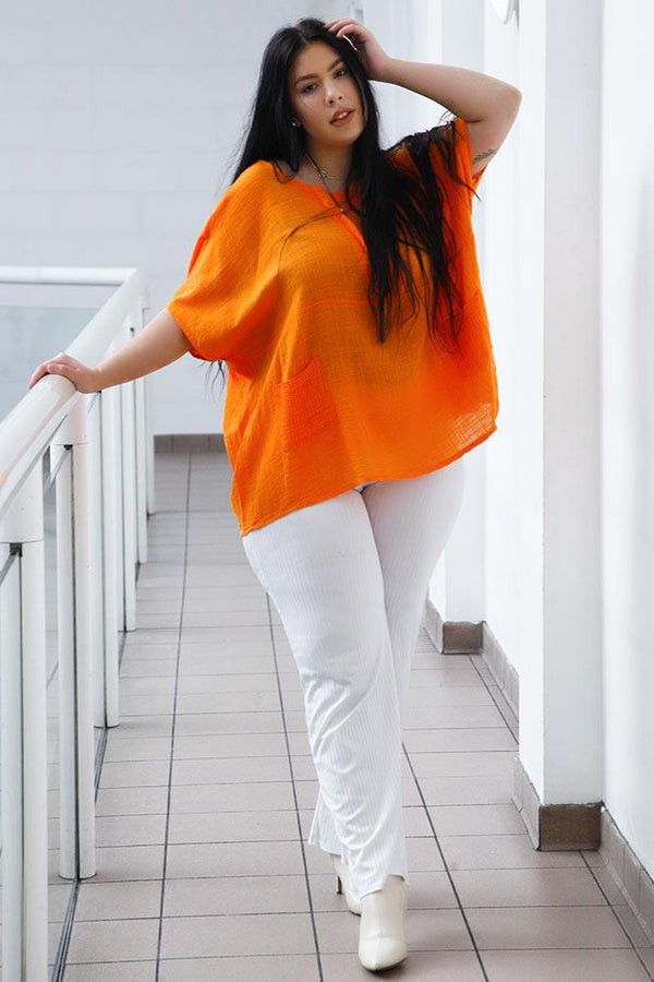 Cotton Insert Neck Kaftan Top