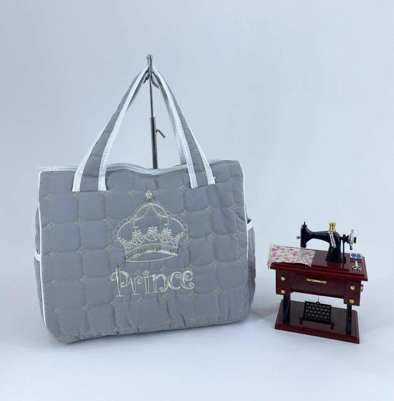Baby Embroidered Crown Diamante Prince Changing Bag