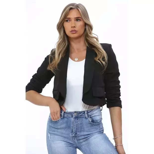Crop rush blazer black
