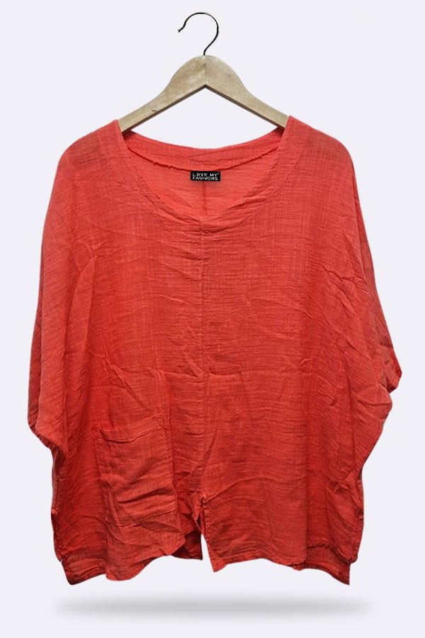 Cotton Crinkle Kaftan Top