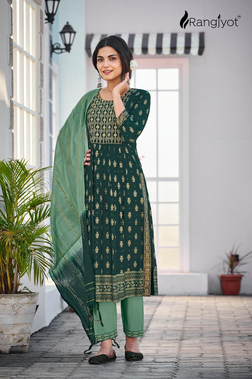 FESTIVE WEAR KURTI WITH BOTTOM DUPATTA