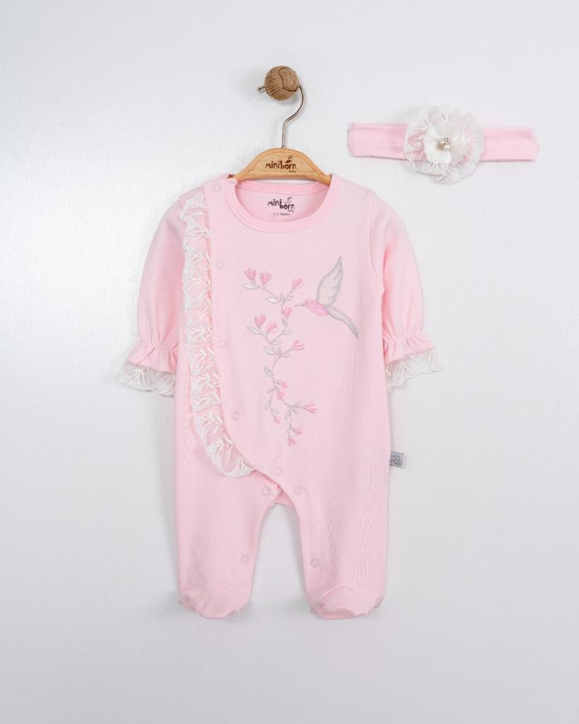 Baby Girls Embroidered Frilly Lace All in One Spanish Romper with Headband (0-6M)