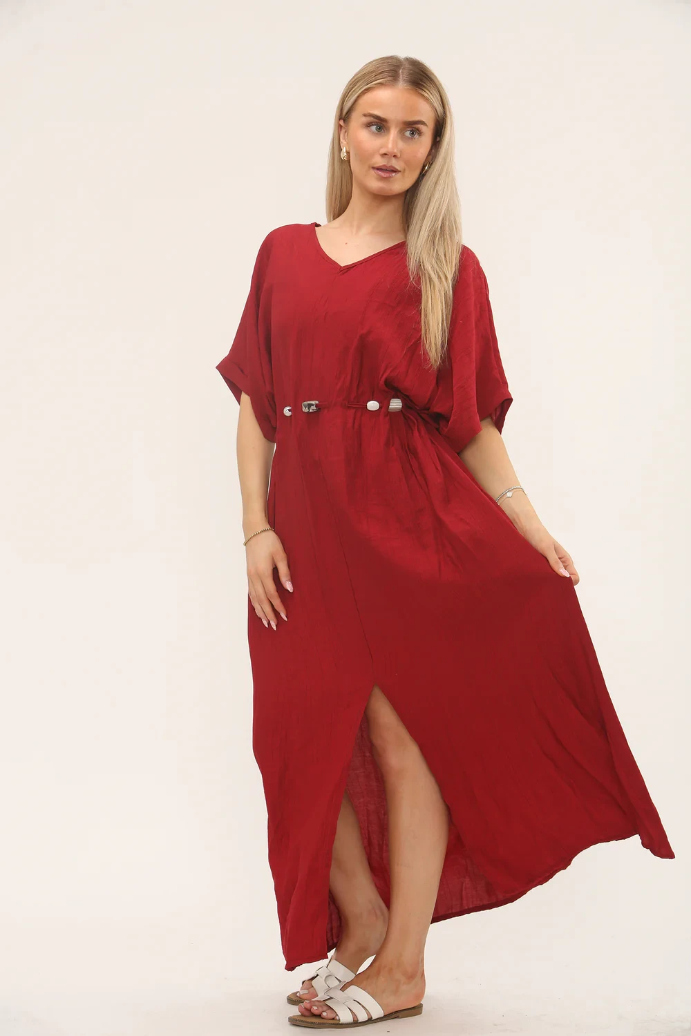 BEADS BELTED CAPSLEEVE MAXI