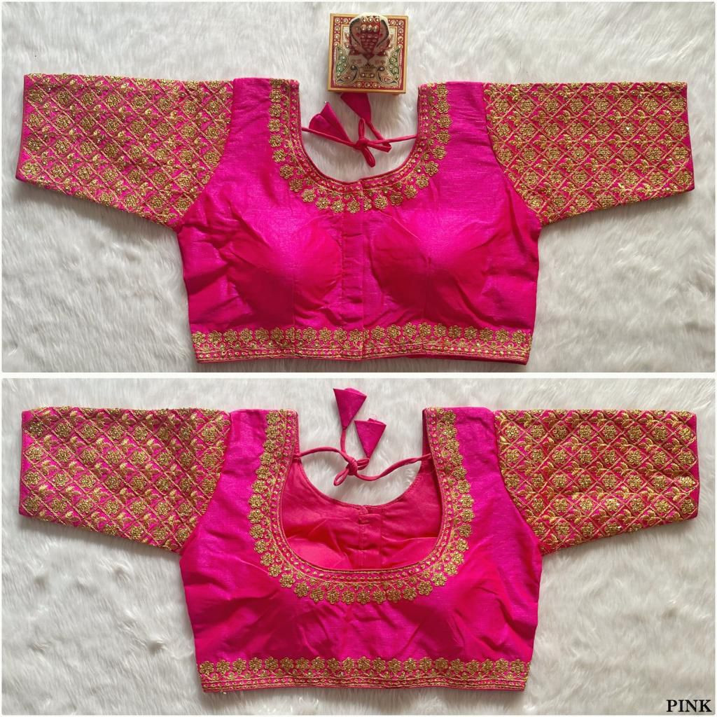 Women's Multicolor Neckless Neck Handwork Flower Embroidery Sequance Zari Work Phanto Silk Readymade Blous