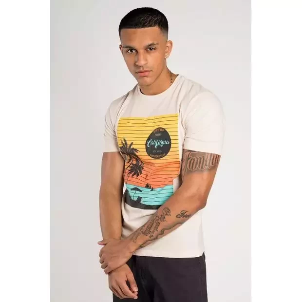 Beige sunset California t-shirt