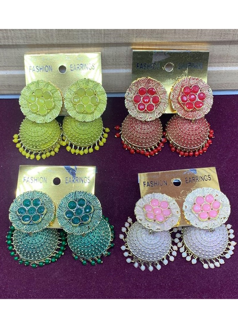 New Meenakari Design Jhumka (Set Of 4 Pcs)