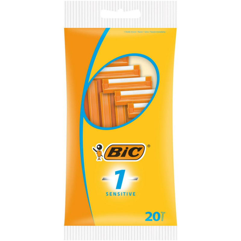 BIC 1 Sensitive Men's Single Disposable Razor 20Pack