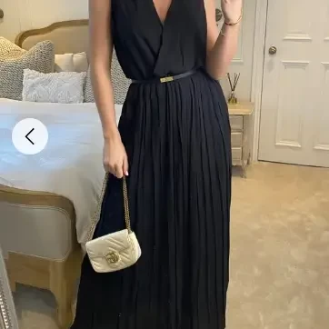 Chiffon Cross Wrap Maxi Dress in Black Color