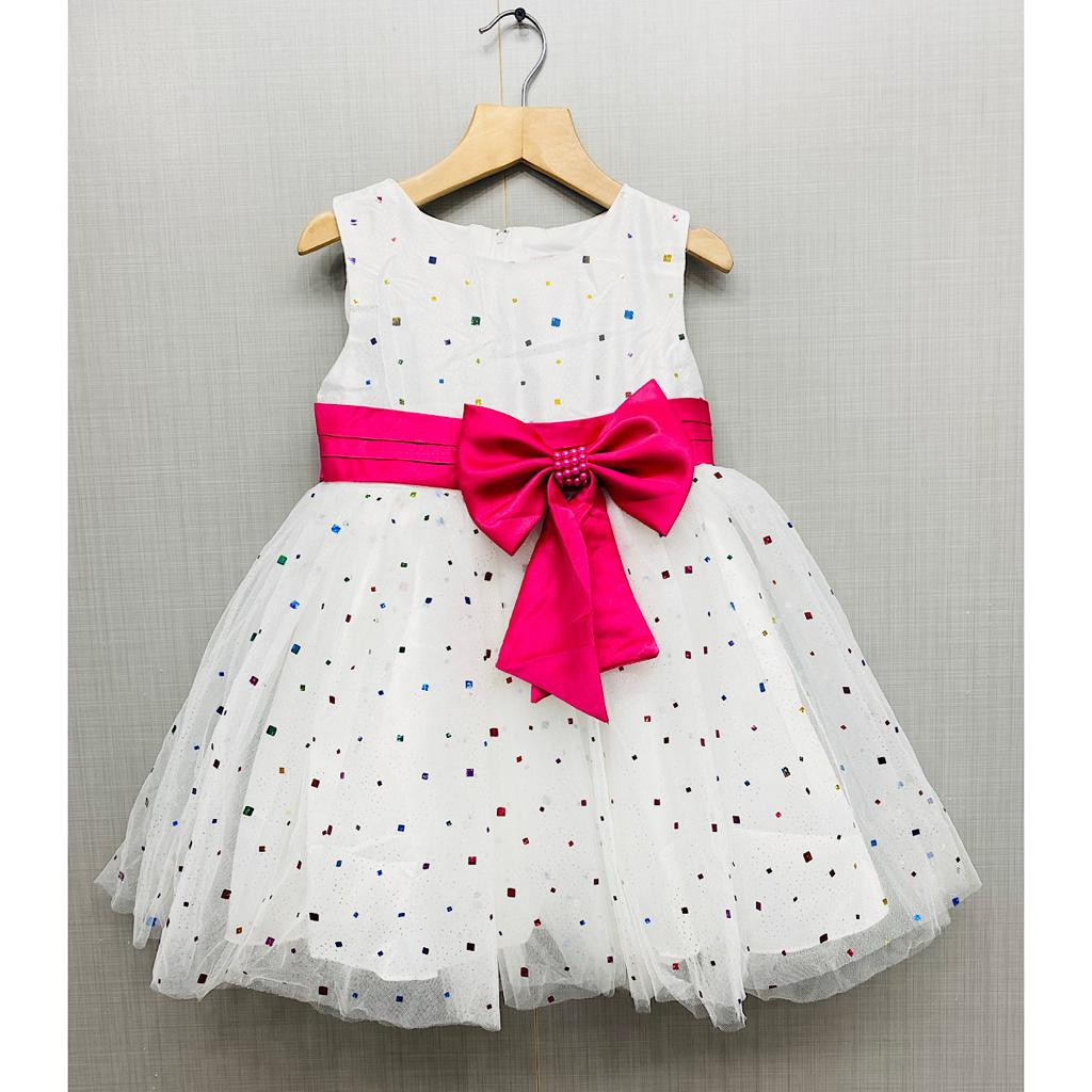 Girls Multi-Coloured Glitter Bow Party Dress (4-14Y)